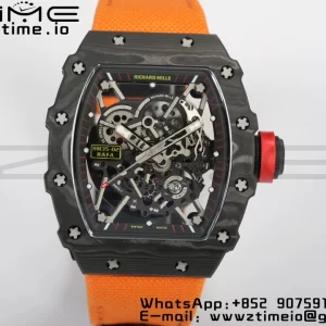 RICHARD MILLERM  RM35-02 RM3502  Real NTPT RMF 1:1 Best Edition Skeleton Black Dial on Orange Nylon Strap RMUL2 - Super Clone Watch | 1:1 Best Version