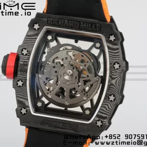 RICHARD MILLERM RM35-02 RM3502 リアルNTPT RMF 1:1ベストエディション スケルトン ブラックダイヤル オレンジナイロンストラップ RMUL2 - スーパークローンウォッチ｜1:1ベストバージョン