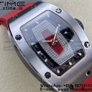 RICHARD MILLERM RM007 RM07-01 SS BBA Best Edition Black dial with diamond centre on Red Rubber Strap - Super Clone Watch | 1:1 Best Version