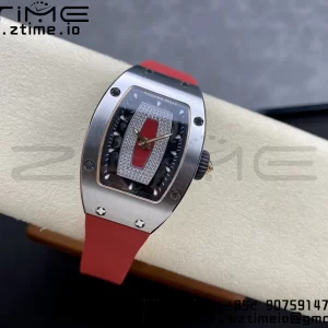 RICHARD MILLERM RM007 RM07-01 SS BBA Best Edition Black dial with diamond centre on Red Rubber Strap - Super Clone Watch | 1:1 Best Version