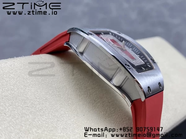 RICHARD MILLERM RM007 RM07-01 SS BBA Best Edition Black dial with diamond centre on Red Rubber Strap - Super Clone Watch | 1:1 Best Version