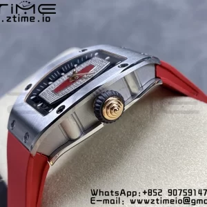 RICHARD MILLERM RM007 RM07-01 SS BBA Best Edition Black dial with diamond centre on Red Rubber Strap - Super Clone Watch | 1:1 Best Version