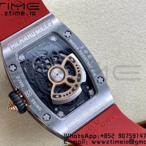 RICHARD MILLERM RM007 RM07-01 SS BBA Best Edition Black dial with diamond centre on Red Rubber Strap - Super Clone Watch | 1:1 Best Version