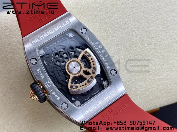 RICHARD MILLERM RM007 RM07-01 SS BBA Best Edition Black dial with diamond centre on Red Rubber Strap - Super Clone Watch | 1:1 Best Version