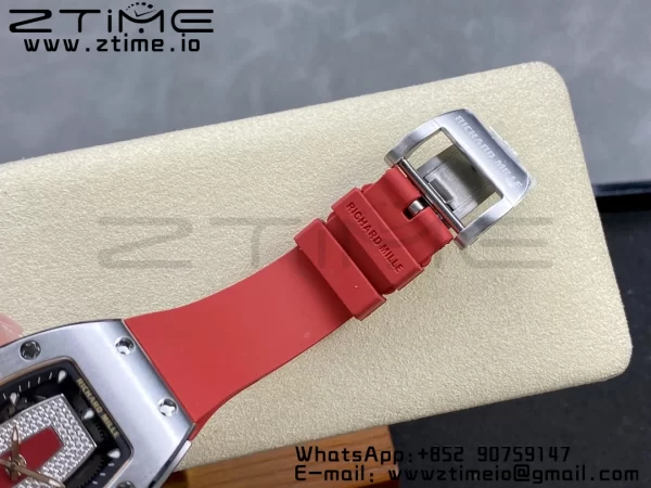 RICHARD MILLERM RM007 RM07-01 SS BBA Best Edition Black dial with diamond centre on Red Rubber Strap - Super Clone Watch | 1:1 Best Version