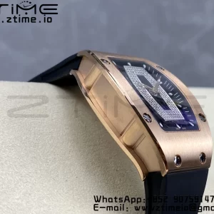 RICHARD MILLERM RM007 RM07-01 RG BBA ベストエディション ブラックダイアル、ダイヤモンドセンター、ブラックラバーストラップ - スーパークローンウォッチ｜1:1 ベストバージョン