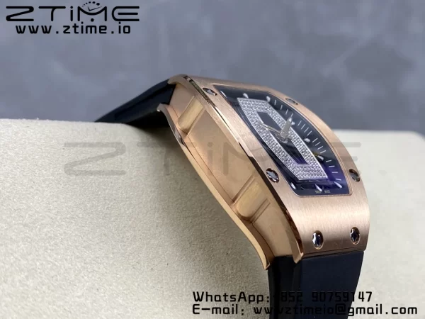 RICHARD MILLERM RM007 RM07-01 RG BBA ベストエディション ブラックダイアル、ダイヤモンドセンター、ブラックラバーストラップ - スーパークローンウォッチ｜1:1 ベストバージョン