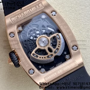 RICHARD MILLERM RM007 RM07-01 RG BBA ベストエディション ブラックダイアル、ダイヤモンドセンター、ブラックラバーストラップ - スーパークローンウォッチ｜1:1 ベストバージョン