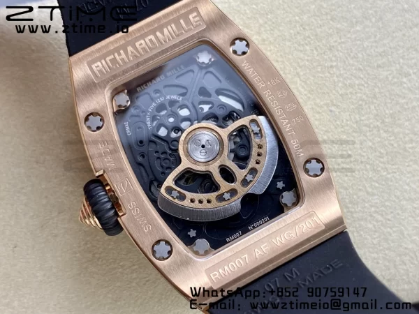 RICHARD MILLERM RM007 RM07-01 RG BBA ベストエディション ブラックダイアル、ダイヤモンドセンター、ブラックラバーストラップ - スーパークローンウォッチ｜1:1 ベストバージョン