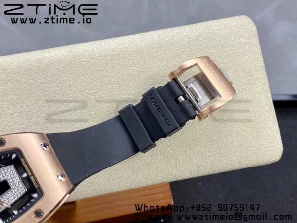 RICHARD MILLERM RM007 RM07-01 RG BBA ベストエディション ブラックダイアル、ダイヤモンドセンター、ブラックラバーストラップ - スーパークローンウォッチ｜1:1 ベストバージョン
