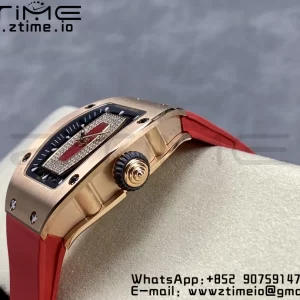 RICHARD MILLERM RM007 RM07-01 RG BBA Best Edition Black dial with diamond centre on Red Rubber Strap - Super Clone Watch | 1:1 Best Version