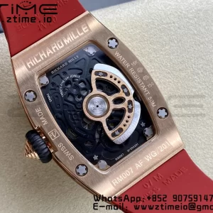RICHARD MILLERM RM007 RM07-01 RG BBA Best Edition Black dial with diamond centre on Red Rubber Strap - Super Clone Watch | 1:1 Best Version