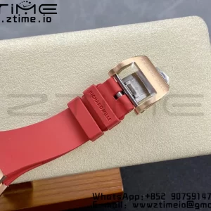 RICHARD MILLERM RM007 RM07-01 RG BBA Best Edition Black dial with diamond centre on Red Rubber Strap - Super Clone Watch | 1:1 Best Version