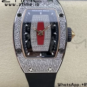 RICHARD MILLERM RM007 RM07-01 SS BBA Best Edition Black dial with diamond centre on Black Rubber Strap - Super Clone Watch | 1:1 Best Version
