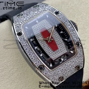 RICHARD MILLERM RM007 RM07-01 SS BBA Best Edition Black dial with diamond centre on Black Rubber Strap - Super Clone Watch | 1:1 Best Version