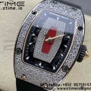 RICHARD MILLERM RM007 RM07-01 SS BBA Best Edition Black dial with diamond centre on Black Rubber Strap - Super Clone Watch | 1:1 Best Version