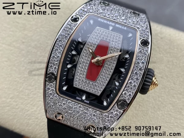 RICHARD MILLERM RM007 RM07-01 SS BBA Best Edition Black dial with diamond centre on Black Rubber Strap - Super Clone Watch | 1:1 Best Version