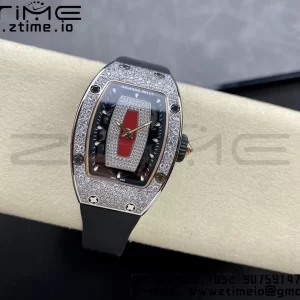 RICHARD MILLERM RM007 RM07-01 SS BBA Best Edition Black dial with diamond centre on Black Rubber Strap - Super Clone Watch | 1:1 Best Version