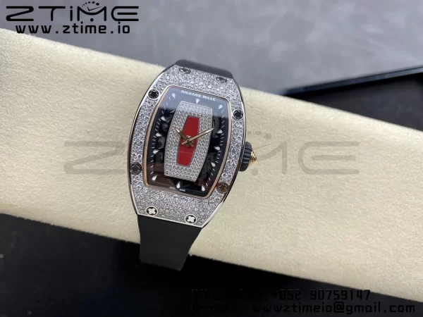 RICHARD MILLERM RM007 RM07-01 SS BBA Best Edition Black dial with diamond centre on Black Rubber Strap - Super Clone Watch | 1:1 Best Version