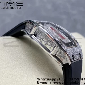 RICHARD MILLERM RM007 RM07-01 SS BBA Best Edition Black dial with diamond centre on Black Rubber Strap - Super Clone Watch | 1:1 Best Version