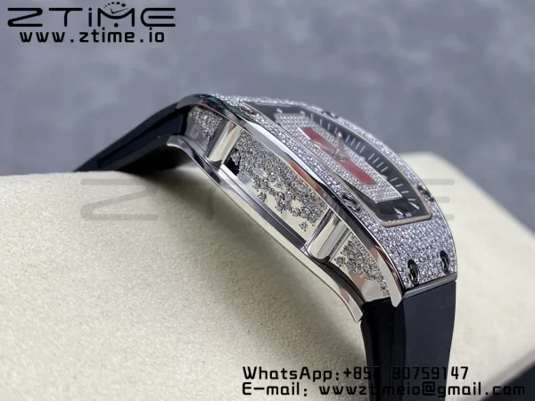RICHARD MILLERM RM007 RM07-01 SS BBA Best Edition Black dial with diamond centre on Black Rubber Strap - Super Clone Watch | 1:1 Best Version