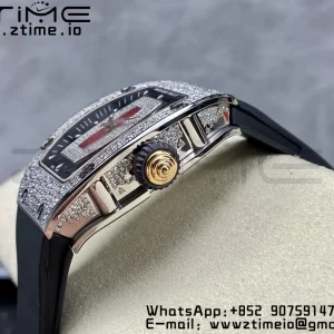 RICHARD MILLERM RM007 RM07-01 SS BBA Best Edition Black dial with diamond centre on Black Rubber Strap - Super Clone Watch | 1:1 Best Version