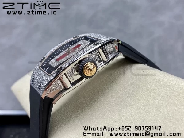 RICHARD MILLERM RM007 RM07-01 SS BBA Best Edition Black dial with diamond centre on Black Rubber Strap - Super Clone Watch | 1:1 Best Version