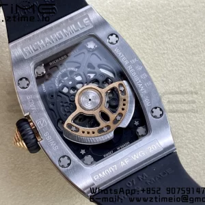 RICHARD MILLERM RM007 RM07-01 SS BBA Best Edition Black dial with diamond centre on Black Rubber Strap - Super Clone Watch | 1:1 Best Version