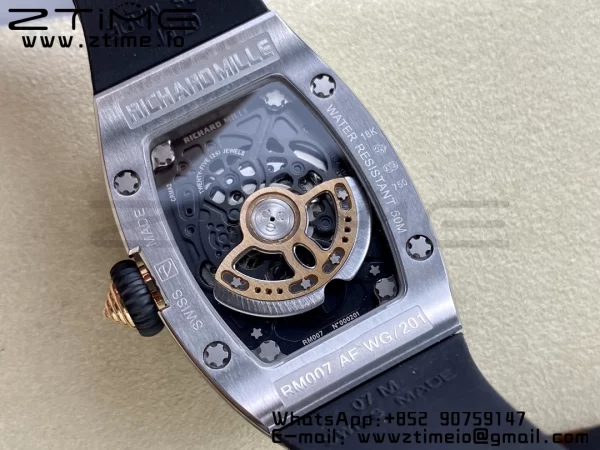 RICHARD MILLERM RM007 RM07-01 SS BBA Best Edition Black dial with diamond centre on Black Rubber Strap - Super Clone Watch | 1:1 Best Version