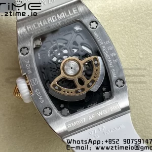 RICHARD MILLERM RM007 RM07-01 SS BBA Best Edition Cadran noir avec centre diamanté sur bracelet caoutchouc blanc - Super Clone Watch | 1:1 Best Version