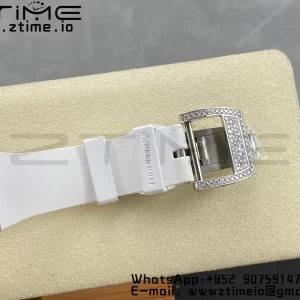 RICHARD MILLERM RM007 RM07-01 SS BBA Best Edition Cadran noir avec centre diamanté sur bracelet caoutchouc blanc - Super Clone Watch | 1:1 Best Version