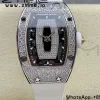 RICHARD MILLERM RM007 RM07-01 SS BBA ベストエディション ブラックダイアル、ダイヤモンドセンター、ホワイトラバーストラップ - スーパークローンウォッチ｜1:1ベストバージョン