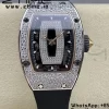 RICHARD MILLERM RM007 RM07-01 SS BBA ベストエディション ブラックダイアル、ダイヤモンドセンター、ホワイトラバーストラップ - スーパークローンウォッチ｜1:1ベストバージョン