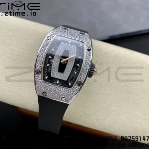 RICHARD MILLERM RM007 RM07-01 SS BBA Best Edition Black dial with diamond centre on White Rubber Strap - Super Clone Watch | 1:1 Best Version