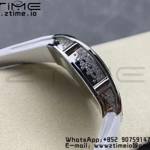 RICHARD MILLERM RM007 RM07-01 SS BBA Best Edition Μαύρο καντράν με διαμαντένιο κέντρο σε λευκό καουτσούκ λουράκι - Super Clone Watch | 1:1 Best Version