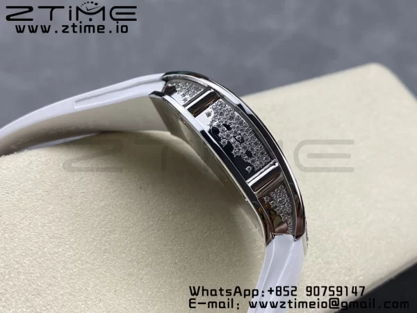 RICHARD MILLERM RM007 RM07-01 SS BBA Best Edition Μαύρο καντράν με διαμαντένιο κέντρο σε λευκό καουτσούκ λουράκι - Super Clone Watch | 1:1 Best Version