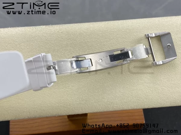 RICHARD MILLERM RM007 RM07-01 SS BBA Best Edition Μαύρο καντράν με διαμαντένιο κέντρο σε λευκό καουτσούκ λουράκι - Super Clone Watch | 1:1 Best Version