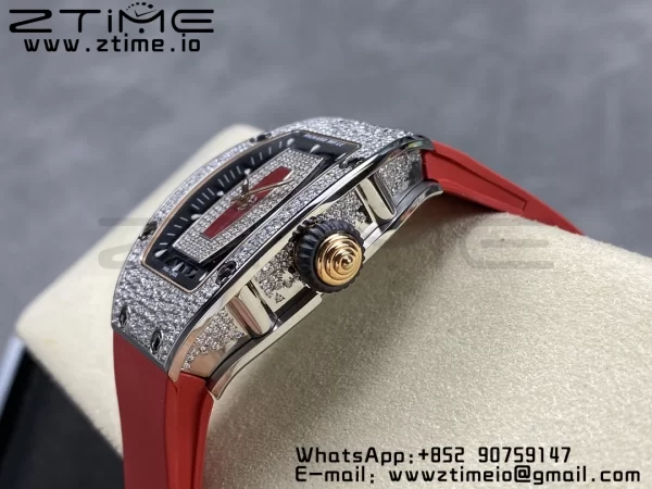 RICHARD MILLERM RM007 RM07-01 SS BBA Best Edition ブラックダイアル、ダイヤモンドセンター、レッドラバーストラップ - スーパークローンウォッチ｜1:1ベストバージョン