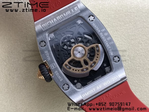 RICHARD MILLERM RM007 RM07-01 SS BBA Best Edition ブラックダイアル、ダイヤモンドセンター、レッドラバーストラップ - スーパークローンウォッチ｜1:1ベストバージョン