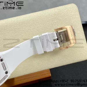 RICHARD MILLERM RM007 RM07-01 セラミックBBAベストエディション ブラックダイアル、ダイヤモンドセンター、ホワイトラバーストラップ - スーパークローンウォッチ｜1:1ベストバージョン