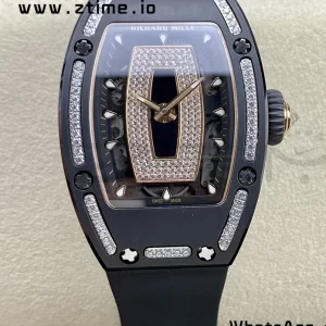 RICHARD MILLERM RM007 RM07-01 Ceramic BBA Best Edition Black dial with diamond centre on Black Rubber Strap - Super Clone Watch | 1:1 Best Version