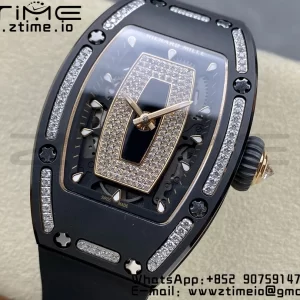 RICHARD MILLERM RM007 RM07-01 Ceramic BBA Best Edition Black dial with diamond centre on Black Rubber Strap - Super Clone Watch | 1:1 Best Version