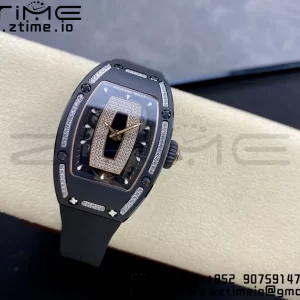 RICHARD MILLERM RM007 RM07-01 Ceramic BBA Best Edition Black dial with diamond centre on Black Rubber Strap - Super Clone Watch | 1:1 Best Version