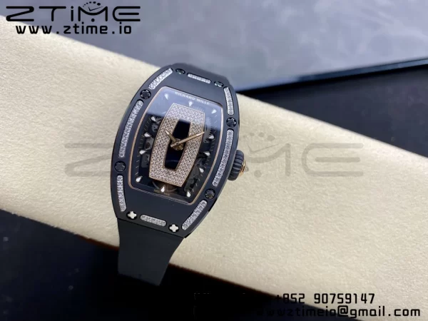 RICHARD MILLERM RM007 RM07-01 Ceramic BBA Best Edition Black dial with diamond centre on Black Rubber Strap - Super Clone Watch | 1:1 Best Version