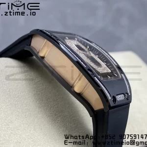 RICHARD MILLERM RM007 RM07-01 Ceramic BBA Best Edition Black dial with diamond centre on Black Rubber Strap - Super Clone Watch | 1:1 Best Version