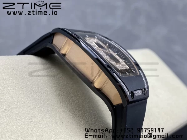 RICHARD MILLERM RM007 RM07-01 Ceramic BBA Best Edition Black dial with diamond centre on Black Rubber Strap - Super Clone Watch | 1:1 Best Version