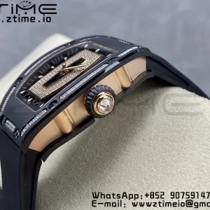 RICHARD MILLERM RM007 RM07-01 Ceramic BBA Best Edition Black dial with diamond centre on Black Rubber Strap - Super Clone Watch | 1:1 Best Version