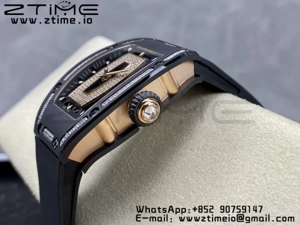 RICHARD MILLERM RM007 RM07-01 Ceramic BBA Best Edition Black dial with diamond centre on Black Rubber Strap - Super Clone Watch | 1:1 Best Version