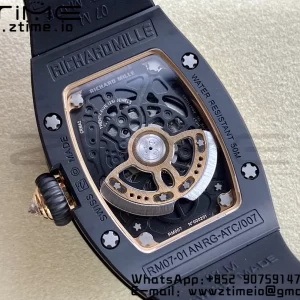 RICHARD MILLERM RM007 RM07-01 Ceramic BBA Best Edition Black dial with diamond centre on Black Rubber Strap - Super Clone Watch | 1:1 Best Version