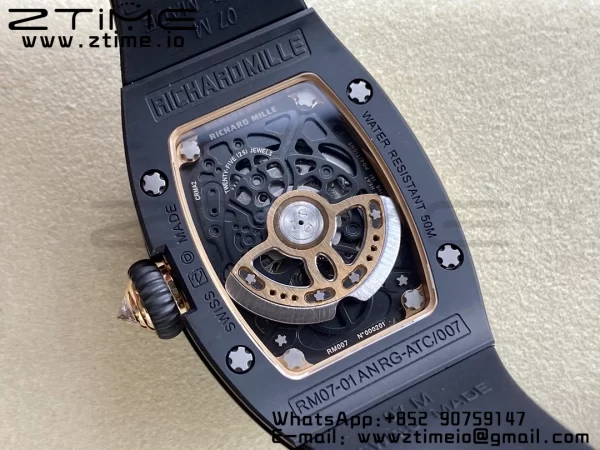 RICHARD MILLERM RM007 RM07-01 Ceramic BBA Best Edition Black dial with diamond centre on Black Rubber Strap - Super Clone Watch | 1:1 Best Version